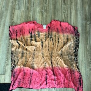 Elegant Pink and Tan Tie-Dye Tunic